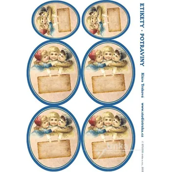 Speciální papír Samolepicí etikety bez nápisů, sladké děti, 1 arch