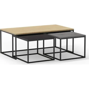 Konferenční stolek Konferenční stolky v sadě 3 ks v šedo-přírodní barvě 60x110 cm Camelia – Marckeric ID_1597774