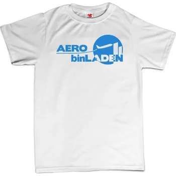 Žertovný předmět Aero Bin Laden - pánské tričko s potiskem L bílá - white Červená - 408