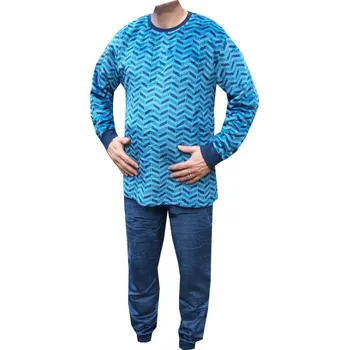 Pánské pyžamo xcena Teplé pyžamo mikroplyšové modré XXXL