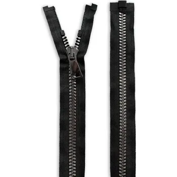 Zip zip ČERNÝ SE STŘÍBRNÝMI ZOUBKY A OZDOBNÝM TAHÁČKEM - Černý, 60 cm