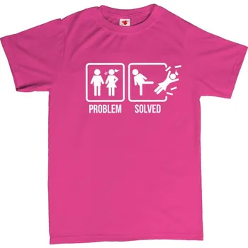 Žertovný předmět PROBLEM SOLVED - rozchod - pánské tričko s potiskem 3XL růžová - fuschia Bílá - 401