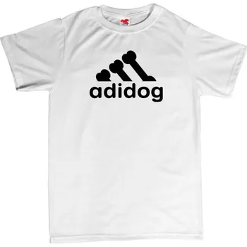 Žertovný předmět Adidog - pánské tričko s potiskem S bílá - white