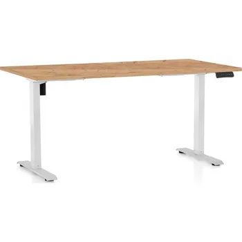 Psací stůl Výškově nastavitelný stůl OfficeTech B, 160 x 80 cm, bílá podnož, dub kraft