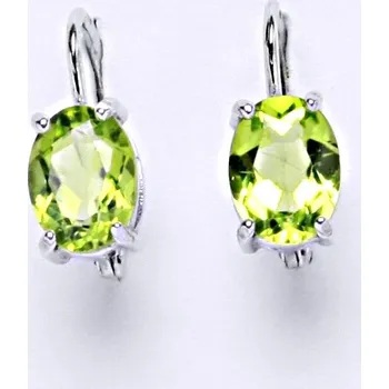 Náušnice Zlaté náušnice, bílé zlato, náušnice s olivínem, přírodní olivín NK 1245
