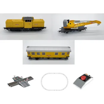 Modelová železnice H0 - Start set nákladní stavební vlak DB s jeřábem, koleje, závory / ROCO 5100002