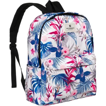 Městský batoh Bílo-modrý batoh s květinovým vzorem Peterson PTN 79904 Velikost: ONE SIZE