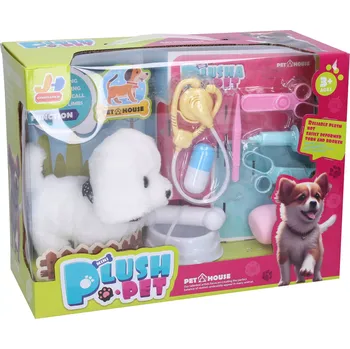 plyšák Wiky Mini Plush Pet pejsek chodicí 15 cm bílý