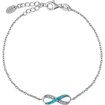 Náramek Stříbrný náramek INFINITY - Rivers s modrým syntetickým opálem a Brilliance Zirconia LPS2265BBO