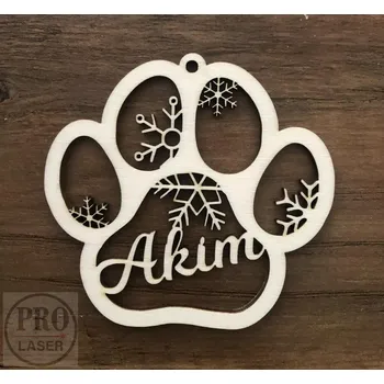 Vánoce Dřevěná vánoční ozdoba psí tlapka se jménem