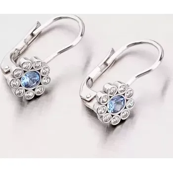 Náušnice Dámské náušnice bílé zlato 585 zirkon modrý modré kameny 42-3960