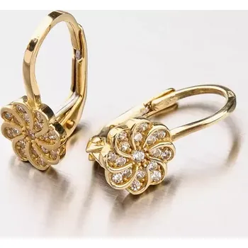 Náušnice Dámské náušnice žluté zlato 585 zirkon 42-32023