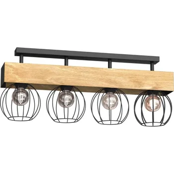 Přisazený lustr MENTON 4xE27/15W/230V černá/hnědá/dub