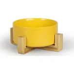 Aminela keramická miska v dřevěném stojanu - žlutá 750ml