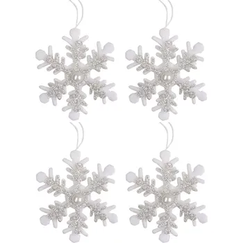 Vánoce Vločka bílostříbrná 4 ks v sáčku, 6 cm 3276