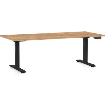 Psací stůl Výškově nastavitelný stůl OfficeTech D, 180 x 80 cm, černá podnož, dub kraft
