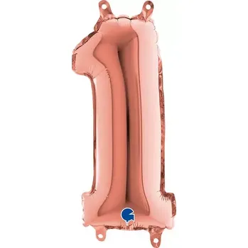 Balónek Foliová číslice 1 rosegold - 35 cm