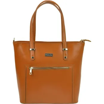 Kabelka Kožená velká camel hnědá dámská kabelka Patrizia Piu