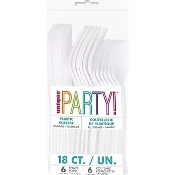 Příbor Plastové příbory bílé 18ks