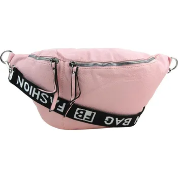 Kabelka Větší dámská moderní ledvinka světle růžová