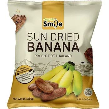 Sušené ovoce ORGANIC SMILE Sušené Banánky (Thajsko) Sušené banánky: 250g - balení