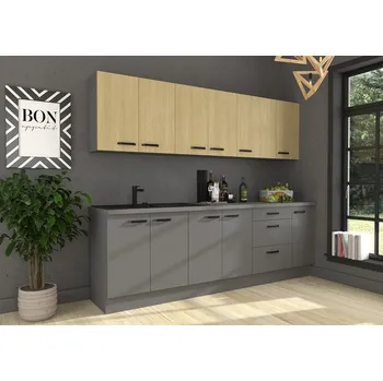 Kuchyňská linka Moderní kuchyň Scandi - antracit/rybí kost