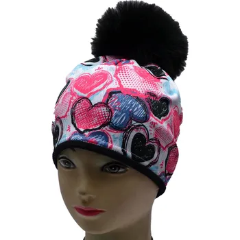 Kukla Merino čepice s bambulí RDX 4005 Srdce Barva: Bílá, Velikost: 5 (5-7 let)