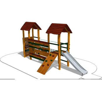 Dětské hřiště Playground System DĚTSKÉ HŘIŠTĚ sestava se skluzavkou z akátu - Hrádek Tetín .