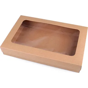 Dárková krabička Stoklasa Papírová krabice s průhledem Balení: 20 ks, Varianta: 1 hnědá přírodní