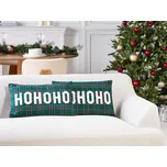Sada 2 dekoračních polštářů zelená polyesterová látka kostkovaný vánoční vzor 30 x 50 cm dekorace příslušenství Beliani