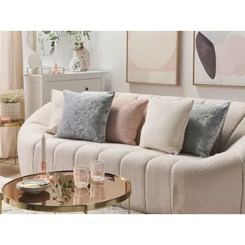 Bytový textil Sada 2 dekorativních polštářů šedý abstraktní vzor 45 x 45 cm vyplněných ozdobnými doplňky obývací pokoj ložnice Beliani