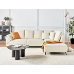 Rohová pohovka béžová manšestrová látka polštáře kovové černé nohy retro design polstrované opěradlo Beliani