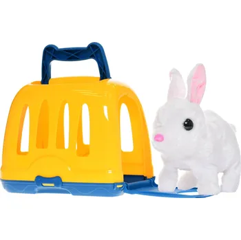 plyšák Hopsající plyšový králíček se zvukem na baterie 17 cm + plastová přepravka