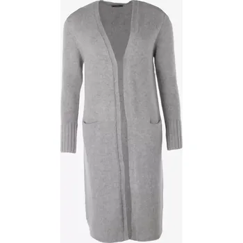 Dámský svetr Dámský vlněný dlouhý kardigan Lambswool Šedá XL-XXL