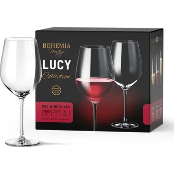Sklenice BOHEMIA PRESTIGE LUCY SKLENICE NA ČERVENÉ VÍNO 600ML SADA 6KS