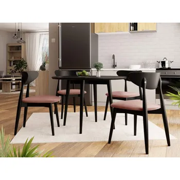 Kulatý stůl Vidariko FI 100 se 6 židlemi ST80 01, Barva křesla: černá, Barva stolu: Černá, Potah: Magic Velvet 2258 MIRJAN 5903211161339