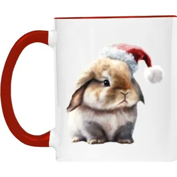 Hrnek malý barevný s potiskem Králíček s čepičkou