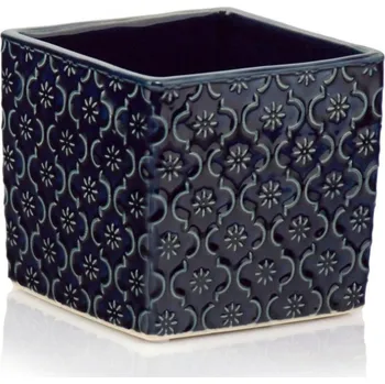 Obal na květináč Kvadrát Vintage Barva: Modrá