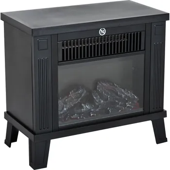 HOMCOM elektrický krb elektrická kamna stojící krb s efektem plamene 6001200W kov černý 34x17x31 cm pro příjemné večery |
