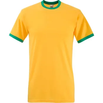Pánské tričko Fruit of the Loom Racerback tričko Ringer T Velikost: 2XL, Barva: žlutá-zelená