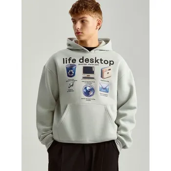 Pánská mikina Mikina s kapucí - L - House - světle šedá - 018CD-09X