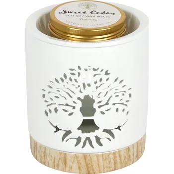 Aroma lampa Aromalampa Tree of Life - bílý strom života s dárkem vonný vosk Sweet Cedar