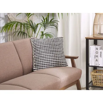 Bytový textil Sada 2 dekorativních polštářů černobílá bavlna 45 x 45 cm texturovaný potah polyesterová výplň Beliani