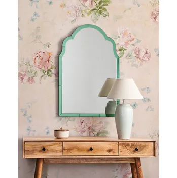 Zrcadlo Nástěnné zrcadlo zelené sklo a MDF 60 x 89 cm art deco styl závěsné zrcadlo dekorace Beliani