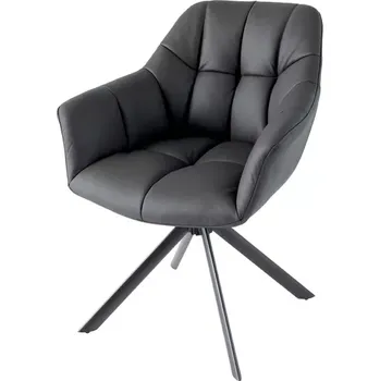 Jídelní židle 2SET jídelní židle PAPILLON černá kůže otočná