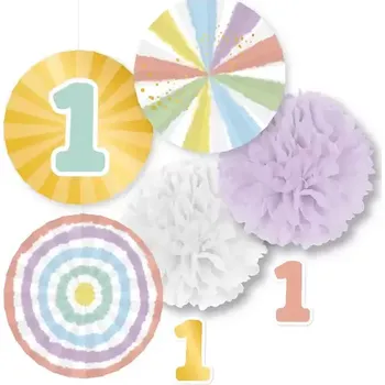 Party dekorace Sada závěsných dekorací Duhové 1. narozeniny
