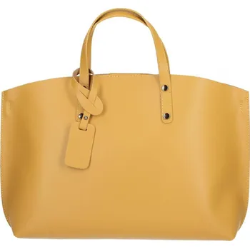 Módní doplněk Kožená velká hořčicově žlutá dámská kabelka Casilda