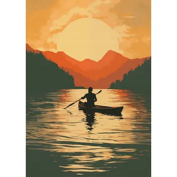 Plakát Plakát Veslování za Soumraku bez rámu 64 x 90 cm