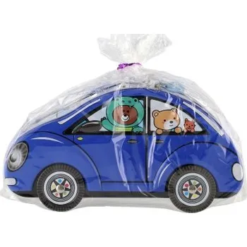 Pokladnička Teddies Pokladnička plechová se zámkem auto 21 x 9 cm mix barev