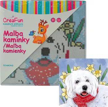 Dětské navlékací korálky Diamantové malování - Bílý pes 20 x 20 cm